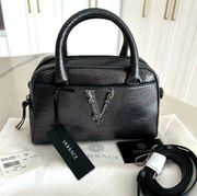 Versace Metallic Calfskin Bowler Bag