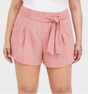 Torrid Tie Front Waist Pink Dot Shorts 12 barbiecore Barbie