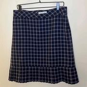 Pleated Hem 100% Virgin Wool Plaid Skirt Womens Size 14 Made In USA