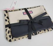 Vineyard Vines Cosmetic Bag Case Set 11" x 7" Black Cream Printed Zip Pouch NEW