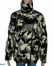 Love Tree Sherpa fleece camouflage zippered jacket