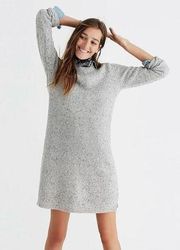 Button Back Merino Wool Knit Sweater Dress in Donegal Grey Extra Small