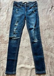 ASHLEY MASON Jeans Womens 3 Blue Denim Stretch Waist Distressed