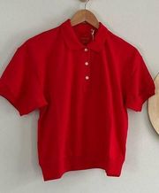 Everlane | The Oversized Polo Top | Goji Berry Red | Sz S | NWT