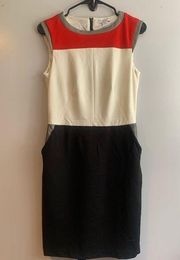 Katherine Barclay Color Block Sleeveless Sheath Dress with Pockets Size 4