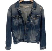 Calvin Klein Jeans Distressed Denim Jacket Size Small Oversized Fit