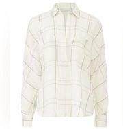 Vince bar plaid popover in off white button down shirt
