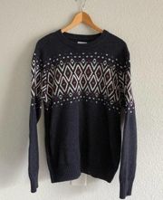 Sonoma Navy Geometric Winter Sweater Crew Neck Women's Size Large