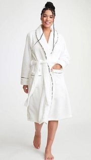 Women’s Vera Bradley Fleece Spa Robe White Textured Pockets Small Medium NWT