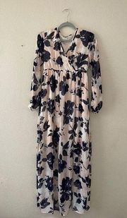 NWT pink blush maternity floral maxi dress