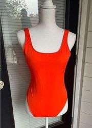 Victoria Secret Pink Scoop One Piece Swimsuit Medium Orange Solid