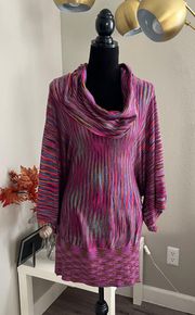 Women’s 3/4 Bell Sleeve Cowl Neck Striped Top Tunic Size Large