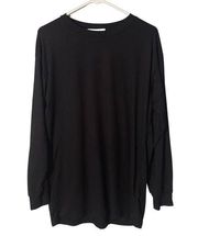 ReVamped Black Oversized Long Sleeve Basic Simple Casual T-shirt Women Sz XS