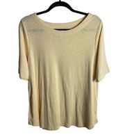 J Jill Size Large Pima Slub Elbow Tee Yellow Basic Minamilist Scoop Neck