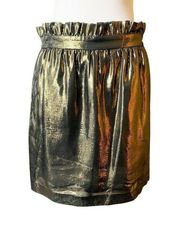 OTHER STORIES & LOS ANGELES ATELIER Gold Silk Mini Skirt Metallic Pockets 8 EUC