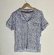 NWT Nicole Miller New York black/white button‎ up pijama top ( L )