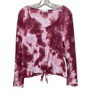 Ultra Flirt Juniors' Tie-Hem Thermal Top Augustine Tie Dye Size XL