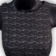 Vintage Carmen Marc Valvo Black Gray Beaded Sleeveless Knit Top