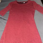 BDG Maroon Textured Quarter Sleeve Dress