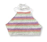 . Womens Crop Top Multicolor Stripe Halter Neck Crochet Backless Tie S New