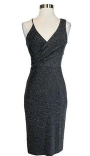 Women's Cocktail Dress by  Size 0 Black Metallic Sleeveless V-Neck Sheath