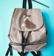 Union Bay Backpack Fox Patch Nylon Purse Bag Lightweight Snap Flap Tan