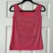 Rhinestone Embellished "Love" Tank Top - Size UNKNOWN