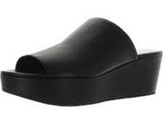 Stuart Weitzman  Muletrain Wedge Sandals Leather Platform Wide Strap Black 9M