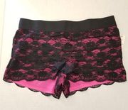 Electric Pink Black Pink Lace Shorts