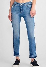 DL1961 Mara Ankle Everett Straight Leg Frayed Side Raw Hem Jeans Size 27