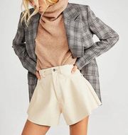 WeWoreWhat Beige High Rise Vegan Leather Shorts