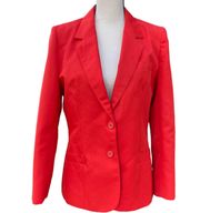 Vintage 70s 80s Bright Red Faille Two Button Slim Line Blazer 12 Changing Scene 