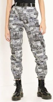 Blackmilk X Avatar Korra Republic City News Cargo Pants Joggers: Black White