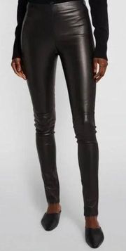 Joseph High-Rise Stretch Lambskin & Gabardine Leather Leggings Size 36/ US 4