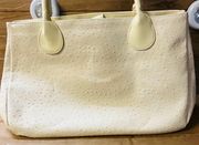 Estee Lauder Ostrich Leather Tote Bag,, Cream Color 17 wide x 10!height w/case