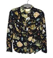 Maeve Womens Multicolor Floral Print Long Sleeve Button-Up Blouse US 8P