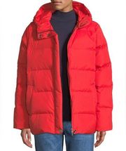 Eileen Fisher Red Down Filled Hooded Puffer Coat Size XL