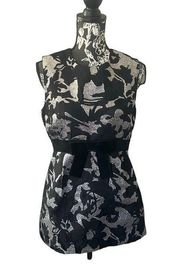 Milly New York Black Silver Sleeveless Dressy shirt top size 8