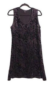 Eileen Fisher Womens Shift Dress Purple Mottled Velvet Knee Length Sleeveless S