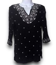 Cathy Daniels black with white embroidery women’s size medium