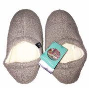 Rock Dove Womens Size MediumTeddy Fleece Slipper Light Gray Memory Foam NEW TAG