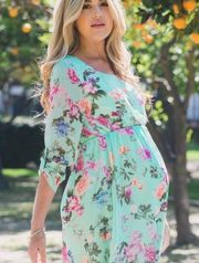 Maternity Dress Mint Floral Chiffon Pinkblush