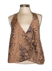 vest 100% leather reptile print drape front Southwest Size Xsmall NWOT