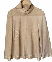 Anthropologie Maeve Tai Gold & White Striped Oversized Cowl Jersey Tunic Top XS
