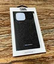 Karl Lagerfeld Black Shimmer Logo Phone Case For iPhone 14 Pro Max NWT