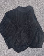 Black Cropped  Sweater with Loose Sleeves