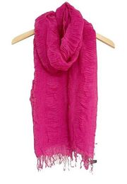 AQUA Fuchsia Scarf L10888 Gauzy Lightweight Fringe Soft Bright Pink Textured NWT