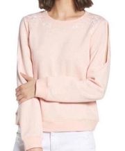 Pink Fleece Sweatshirt Cold Shoulder 