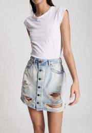 One teaspoon viper high  waist button mini destructed denim skirt size 26