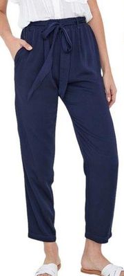 Bella Dahl Womens Waist Tie Silky Pleated Ecovera Trouser Pants Size M Blue